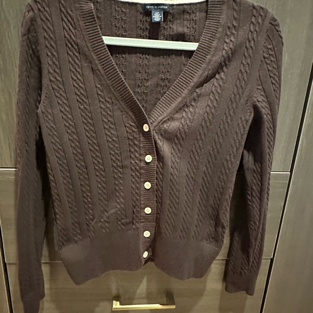 Tommy Hilfiger Chocolate Cable Knit Cardigan